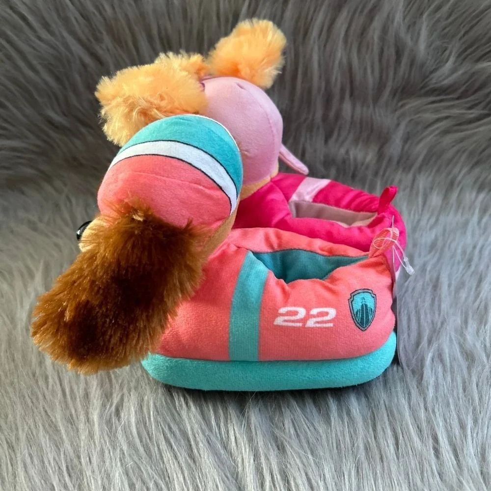 Paw Patrol Plush Slippers Toddler Girls Size 5-6 Pink Slip On Lightweight Shoes